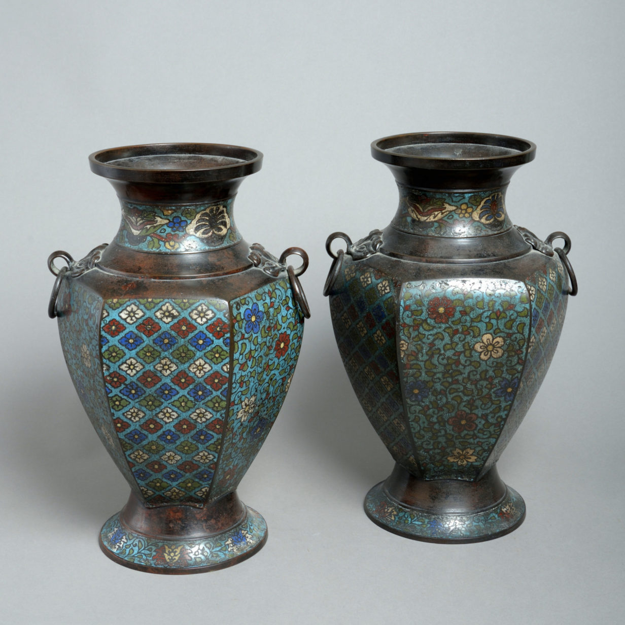 A 19th century pair of cloisonné vases
