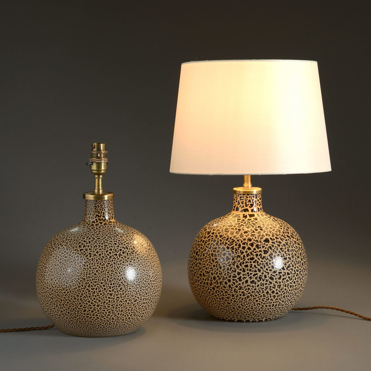 A pair of mid-century glass lamp bases