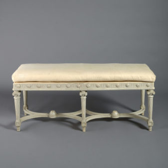 19th Century Grey Painted Louis XVI Style Long Stool