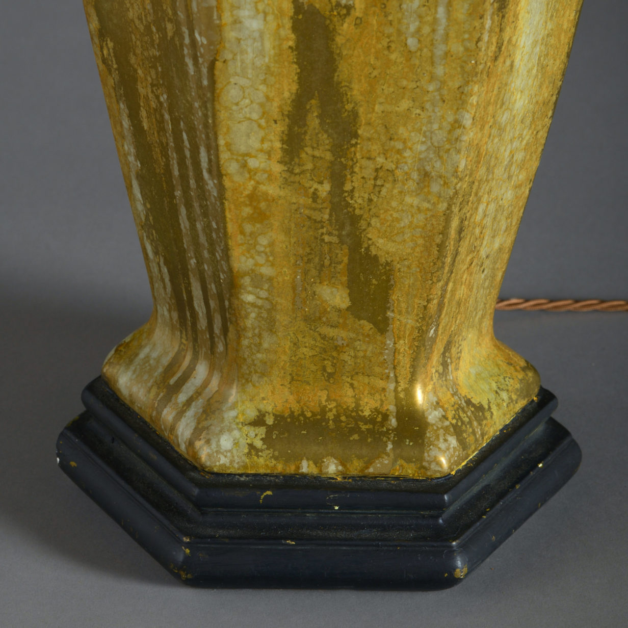 A 19th century cold painted ceramic table lamp