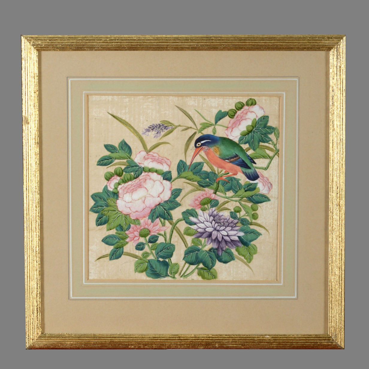 19th century chinese export silk painting