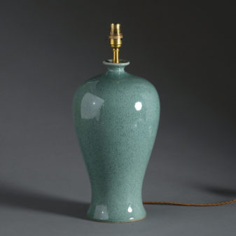 A pair of celadon crackle glazed vases