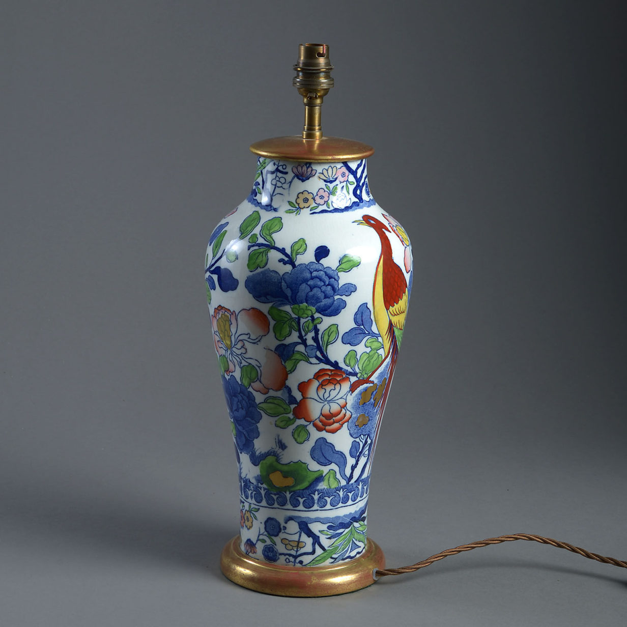 19th century victorian exotic bird ironstone vase