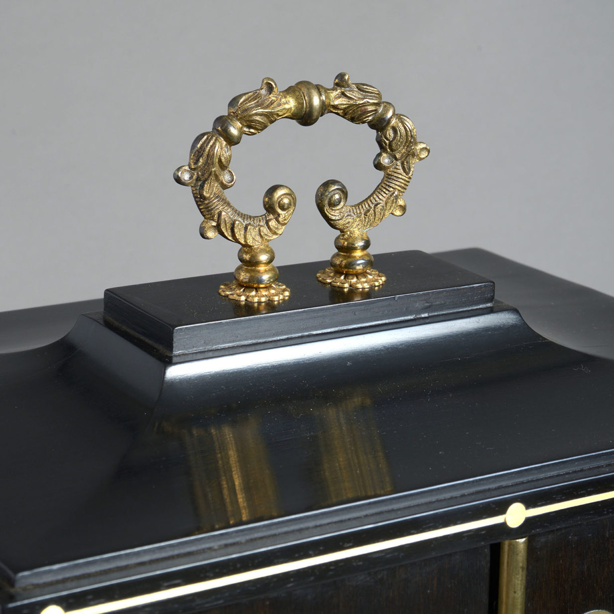 Regency ebony & brass inlaid collector’s cabinet
