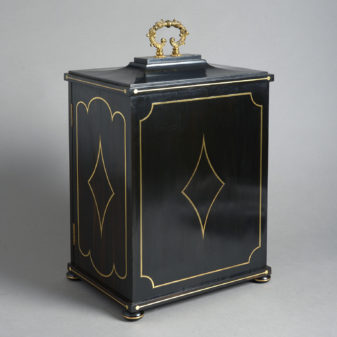 Regency ebony & brass inlaid collector’s cabinet