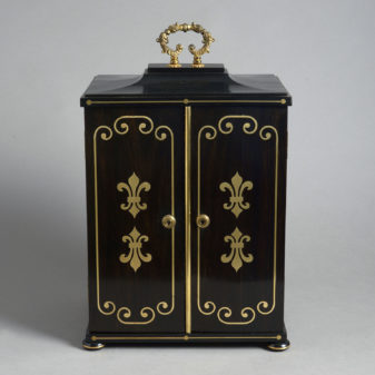 Regency ebony & brass inlaid collector’s cabinet