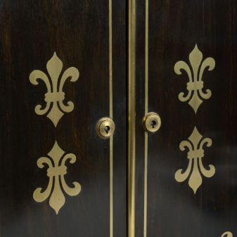 Regency ebony & brass inlaid collector’s cabinet