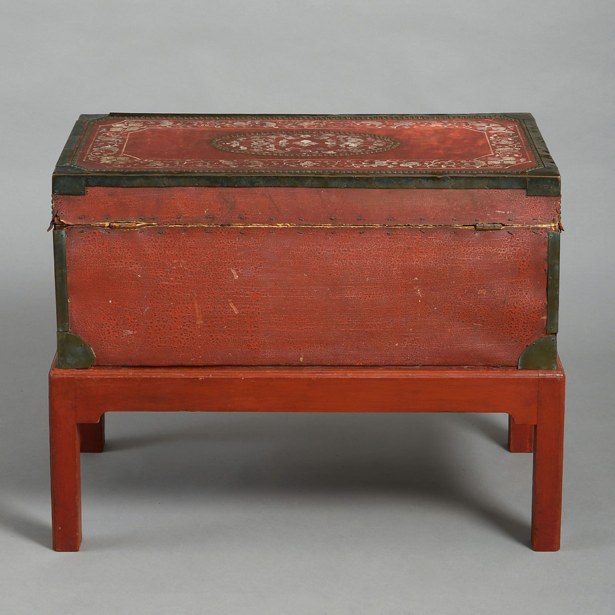 18th century chinese export painted leather trunk