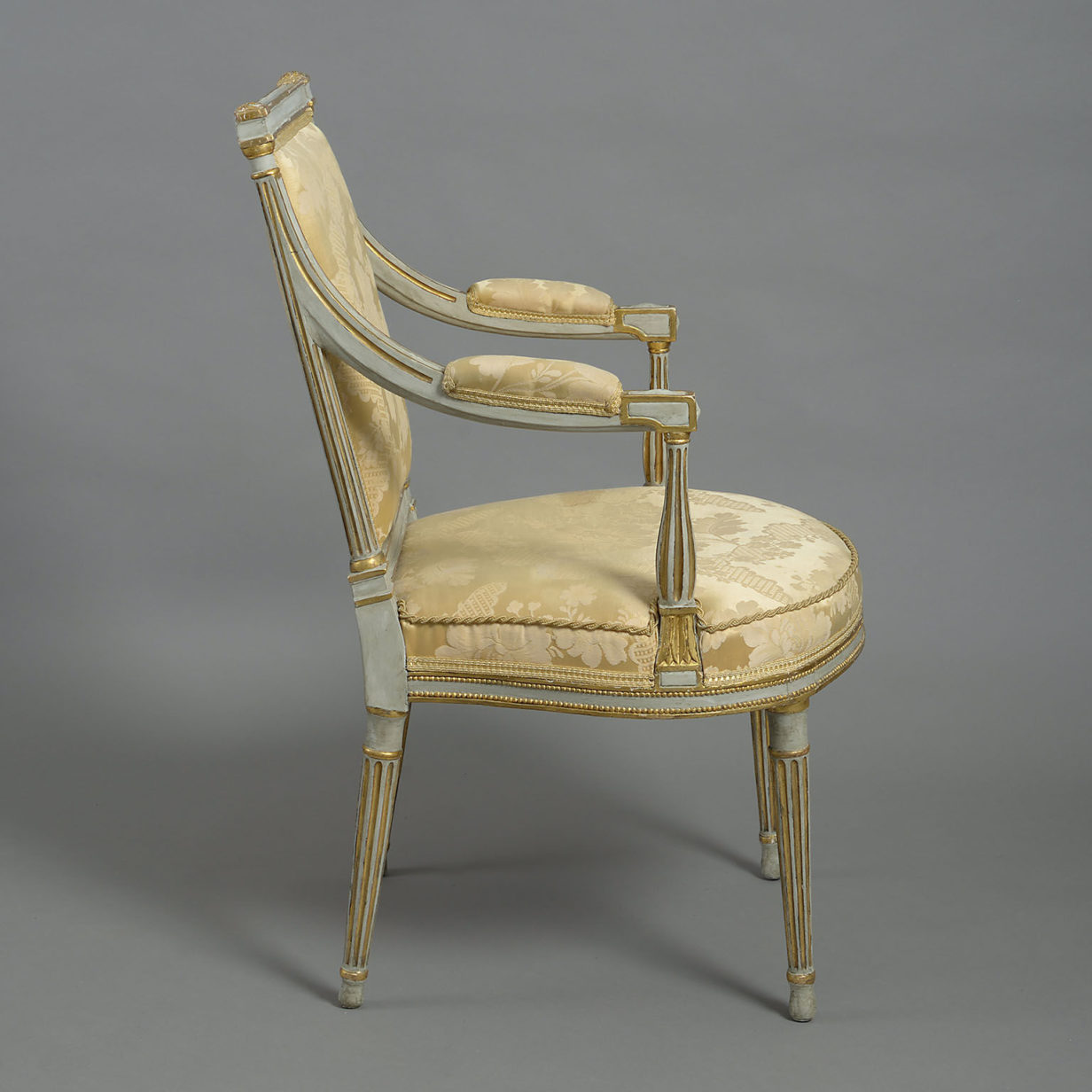 Pair of george iii painted and parcel-gilt armchairs