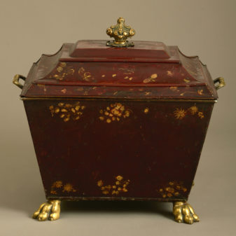 An early 19th century regency period tole coal bin