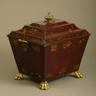 An early 19th century regency period tole coal bin