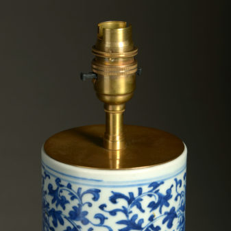 A 19th century qing dynasty blue & white vase as a lamp
