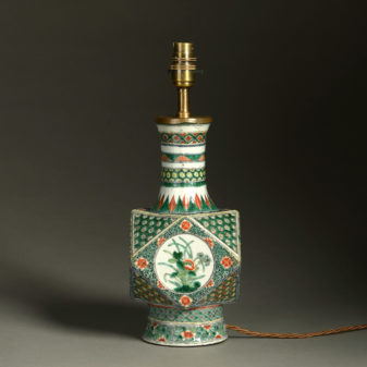 A famille verte porcelain vase as a lamp base