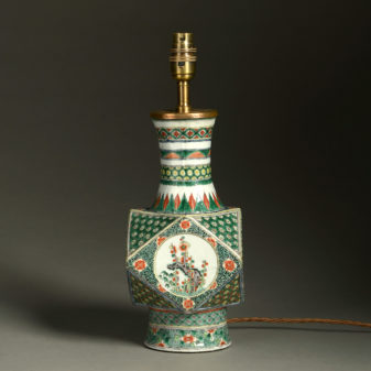 A famille verte porcelain vase as a lamp base
