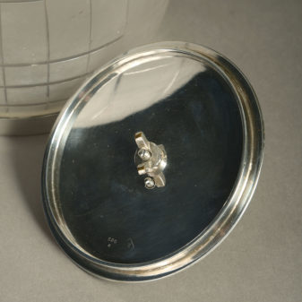 An edwardian period silver-plated & glass biscuit barrel