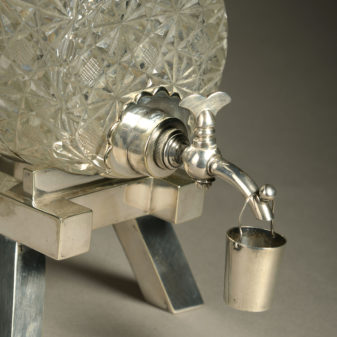 An early 20th century cut glass novelty spirit barrel