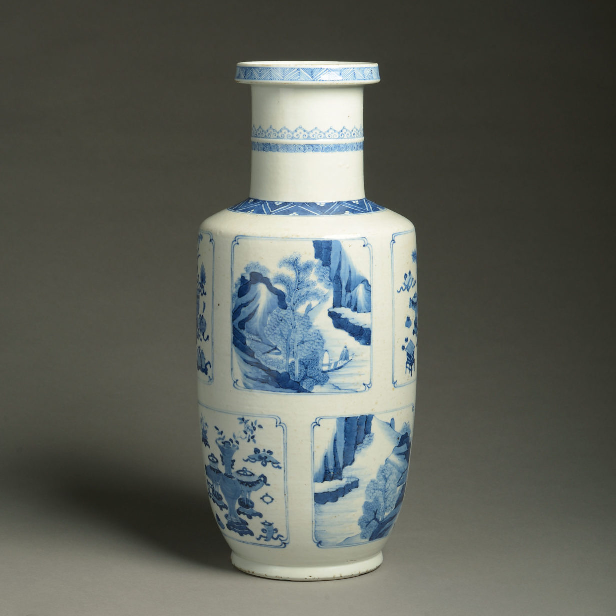 A 19th century blue & white porcelain rouleau vase