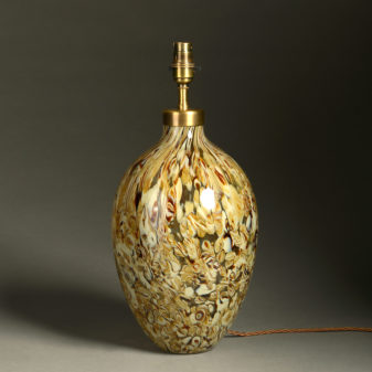 A mid-century modern glass vase lamp