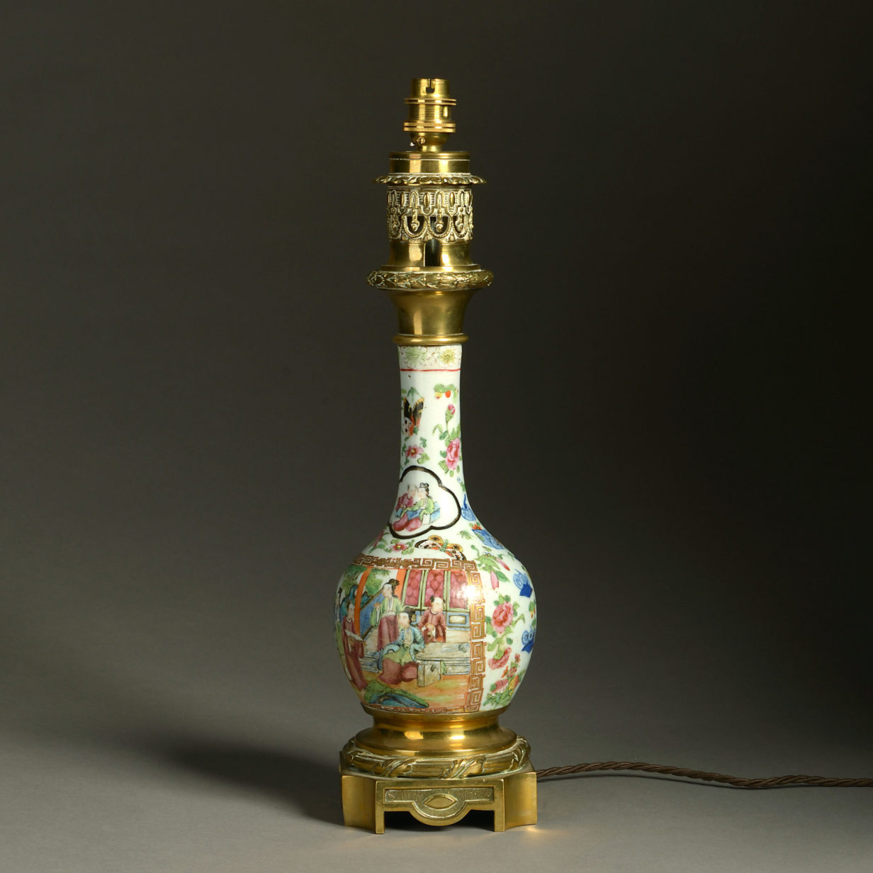 A 19th century famille rose porcelain vase as a table lamp