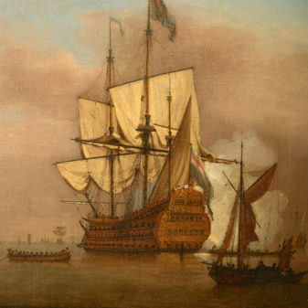 A 17th century marine oil, studio of willem van de velde the younger ii