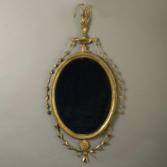 A Late 18th Century George III Adam Period Oval Giltwood Mirror