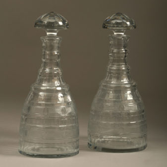 A Pair of Regency Period Cut Glass Decanters