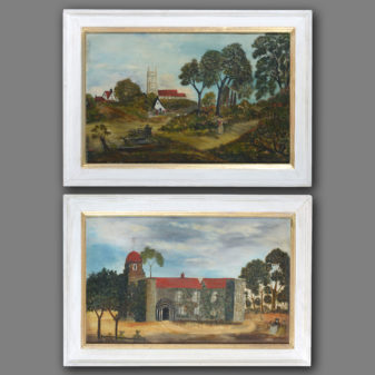 A Pair of 19th Century Naive Landscapes.