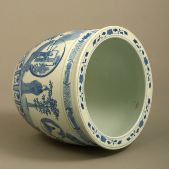 A mid-20th century blue and white porcelain jardiniere