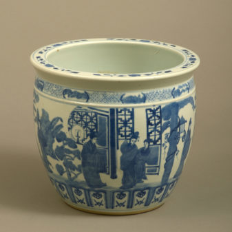 A Mid-20th Century Blue and White Porcelain Jardiniere