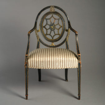 A Late 18th Century George III Period Ebonised Open Armchair - James Wyatt