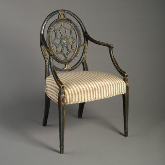 A late 18th century george iii period ebonised open armchair - james wyatt