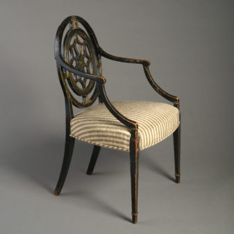 A late 18th century george iii period ebonised open armchair - james wyatt