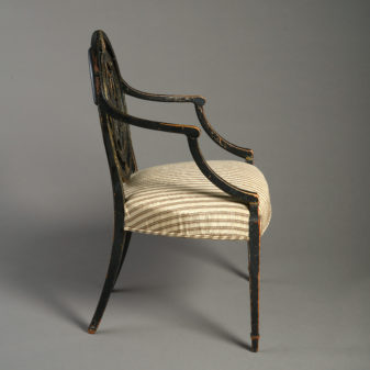A late 18th century george iii period ebonised open armchair - james wyatt