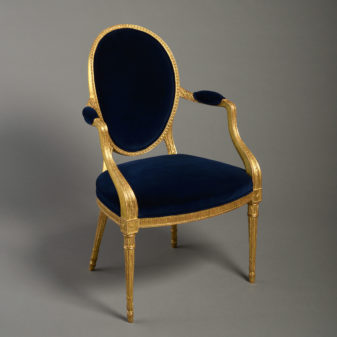 A Late 18th Century George III Period Adam Giltwood Armchair
