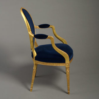 A late 18th century george iii period adam giltwood armchair