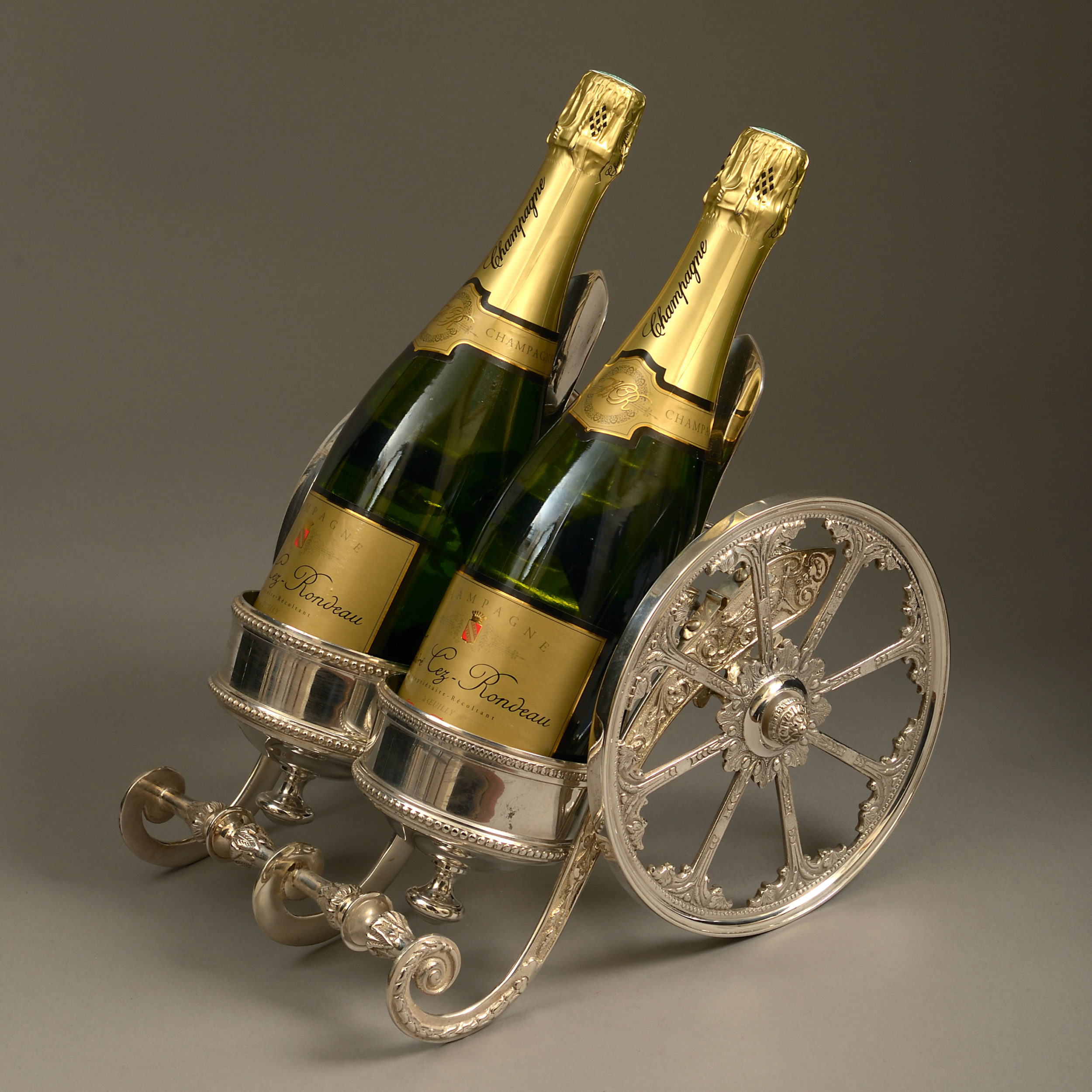 A Mid-20th Century Silvered Champagne Bottle Carriage | Timothy Langston  Fine Art & Antiques