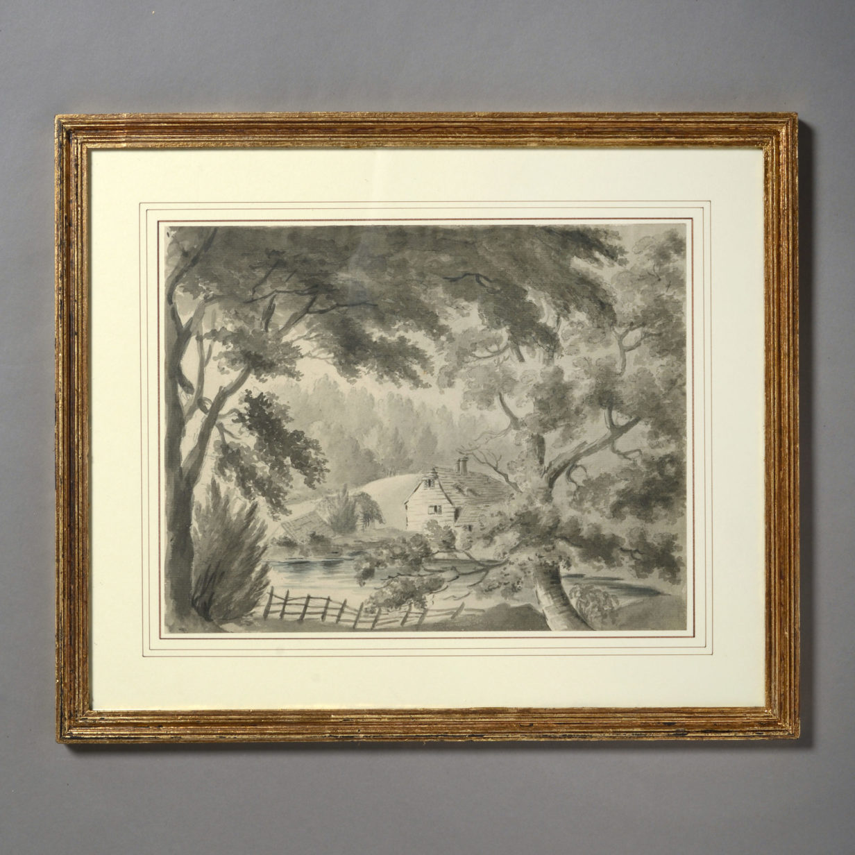 Four early 19th century regency period sepia landscapes