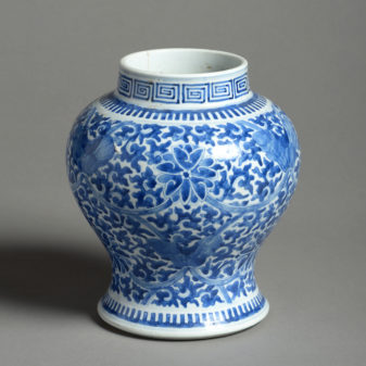 A 19th Century Blue and White Kangxi Style Porcelain Vase