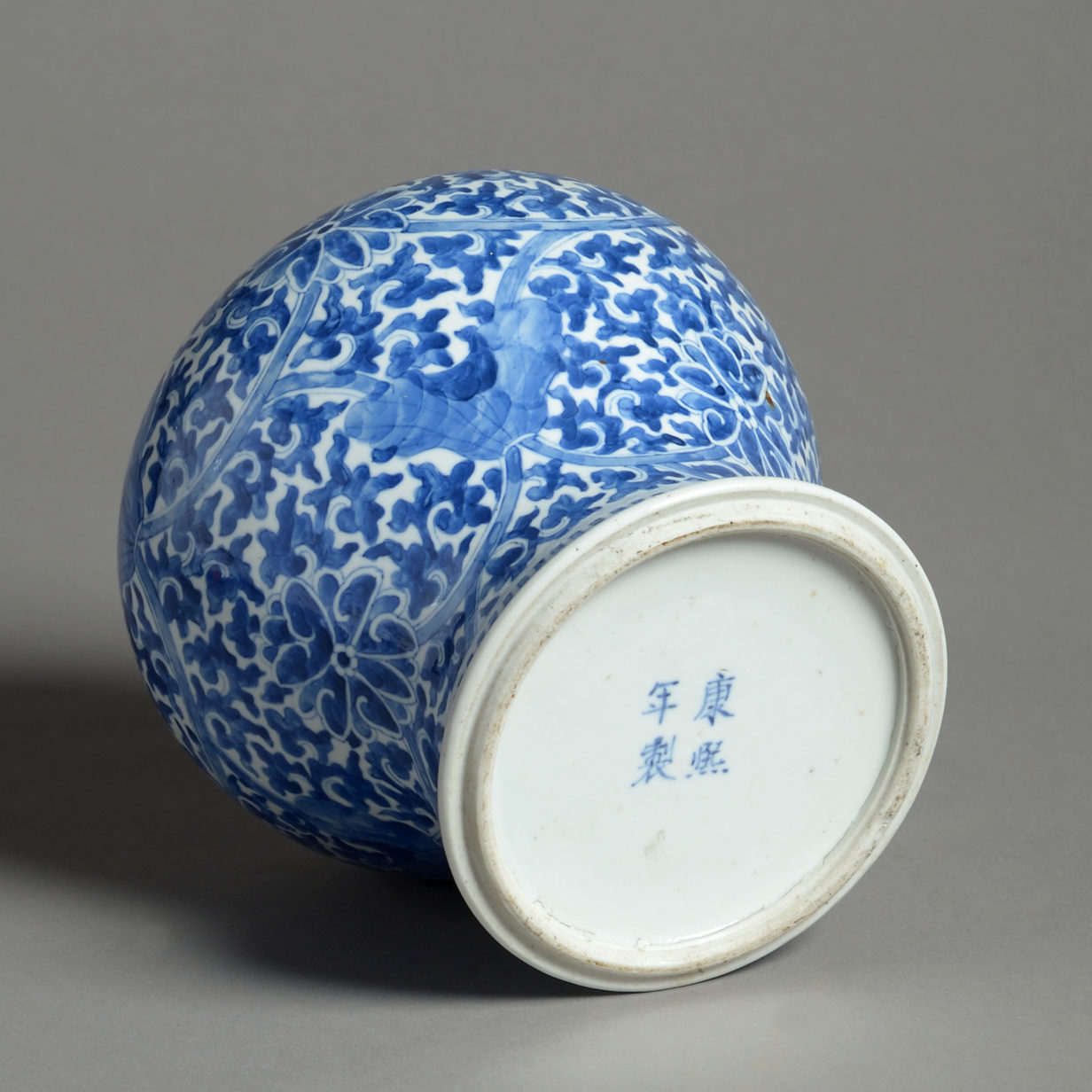 A 19th century blue and white kangxi style porcelain vase