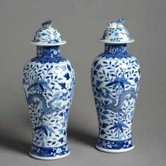 A Pair of 19th Century Blue and White Porcelain Vases