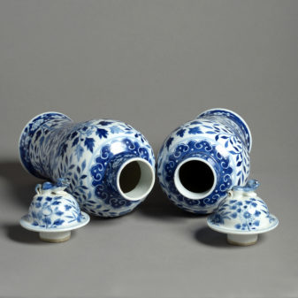 A pair of 19th century blue and white porcelain vases