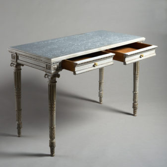 A 19th century carved painted louis xvi style side table