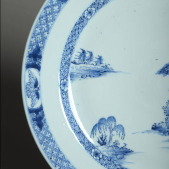 An 18th century qianlong period blue and white porcelain charger