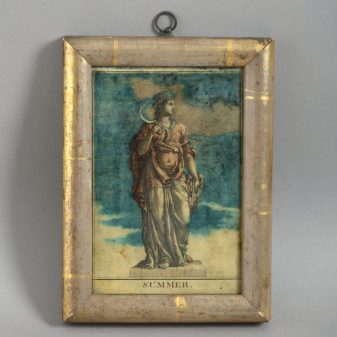 Rare set of early 18th century reverse glass engravings of four seasons