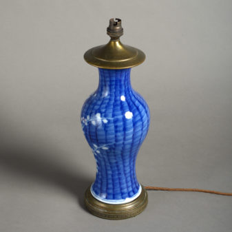 A 19th century blue and white porcelain vase as a lamp