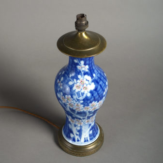 A 19th century blue and white porcelain vase as a lamp