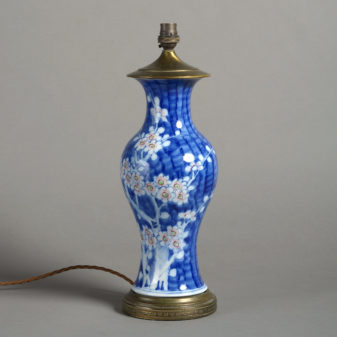A 19th century blue and white porcelain vase as a lamp