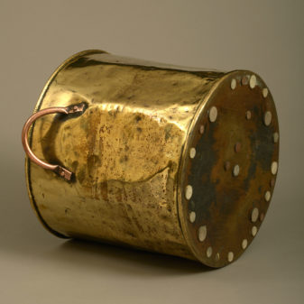A late 19th century brass and copper log bin