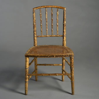 Four early 19th century regency period painted faux bamboo side chairs