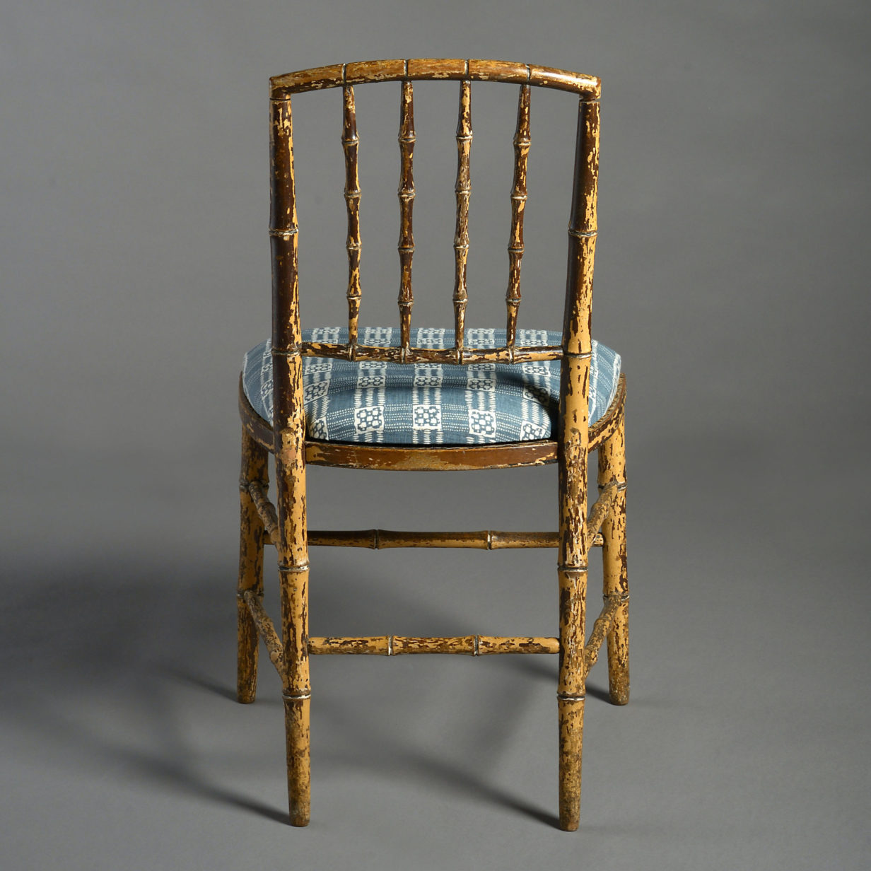 Early 19th century regency period painted faux bamboo side chair